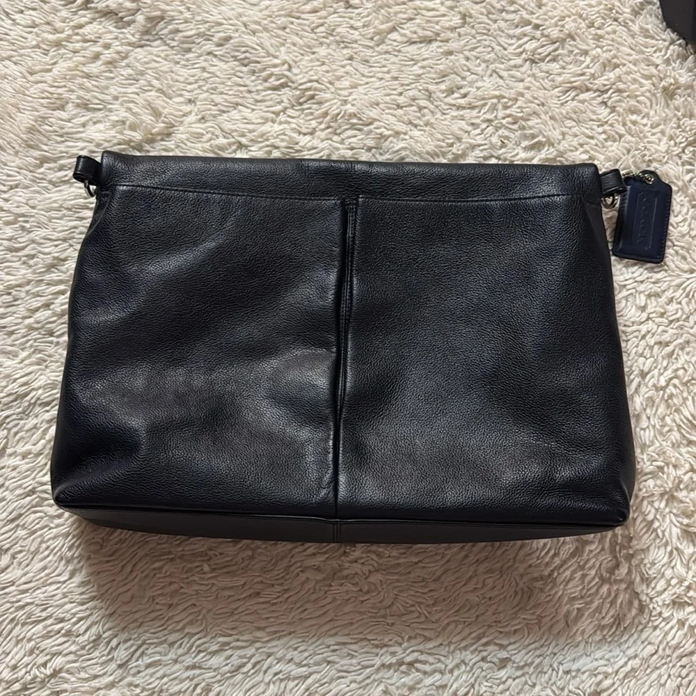 Coach Tote Bag CHARLES FOLDOVER LEATHER Navy /dark blueF54759